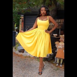 Pinup Girl Clothing Yellow Crepe Jenny Dress Plus Size 4X BNWT (tried on once)